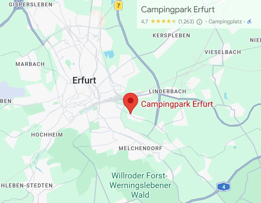 Campingpark Erfurt am Stadtrand von Thüringens Landeshauptstadt Erfurt